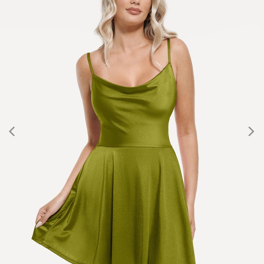 Popilush shapewear dress tags XL fits like 10/12 Chic Olive Green Mini Dress
